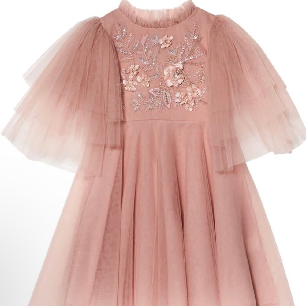 NWT- Tutu du Monde Winter Wren Tulle embellished floral design sleeve Dress